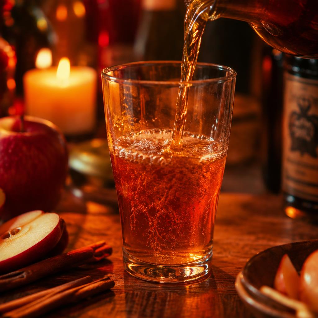 Amber cider being poured